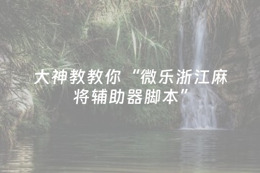 大神教教你“微乐浙江麻将辅助器脚本”（怎么让系统给自己好牌)