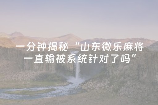 一分钟揭秘“山东微乐麻将一直输被系统针对了吗”（小程序必赢神器)