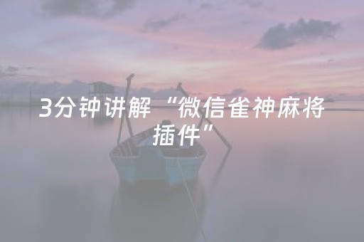 3分钟讲解“微信雀神麻将插件”（怎么让系统给你发好牌)