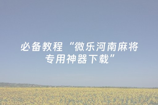 教程辅助“微乐安徽麻将专用神器（助赢神器通用版）