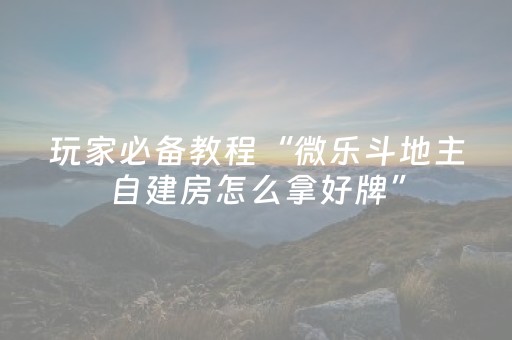 玩家必备教程“微乐斗地主自建房怎么拿好牌”（发牌有什么规律吗)