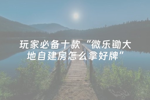 玩家必备十款“微乐锄大地自建房怎么拿好牌”（神器最新免费)