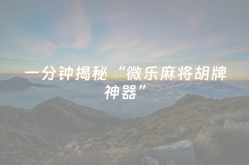 终于发现了“微乐麻将小程序辅牌器（助赢神器通用版）
