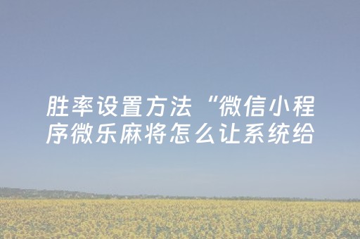 分享辅助“微乐内蒙麻将怎样设置好牌（助赢神器通用版）