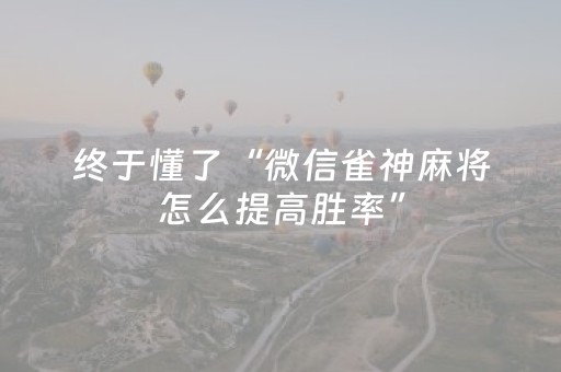 终于懂了“微信雀神麻将怎么提高胜率”（通用挂软件多少钱)
