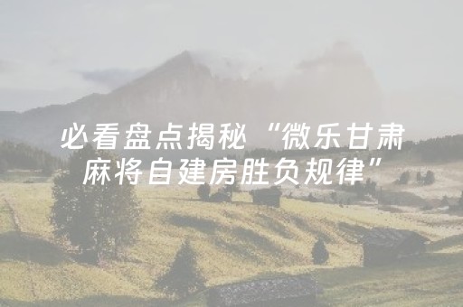 终于发现了“微信上微乐麻将是不是有挂呀（专用辅牌神器免安装）