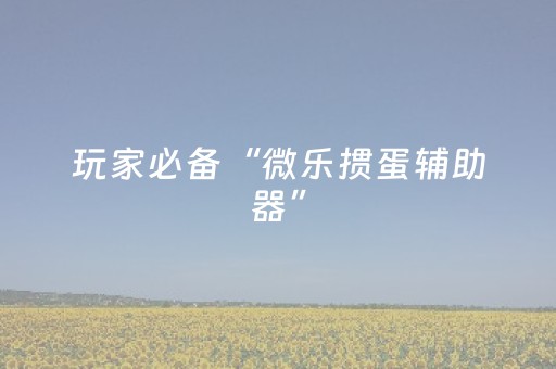 玩家必备教程“微友麻将神器通用版（助赢神器通用版）