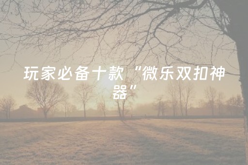玩家必备十款“微乐双扣神器”（开挂神器下载)