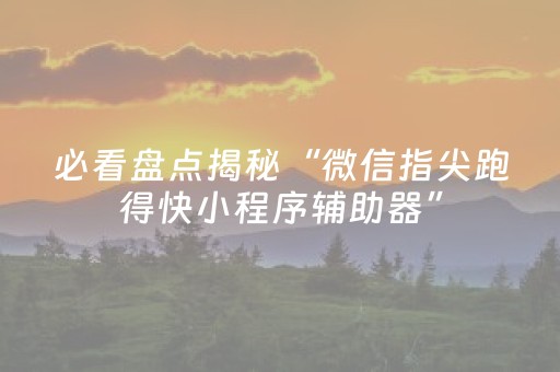 玩家必备教程“微信小程序雀神辅助插件（助赢神器通用版）