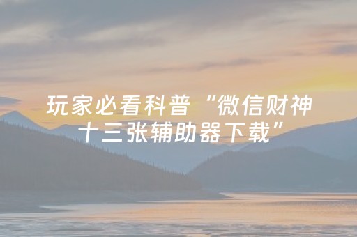 必看教程“雀神开挂教程（专用辅牌神器免安装）