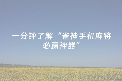 一分钟了解“雀神手机麻将必赢神器”（AI辅助胡牌规则)