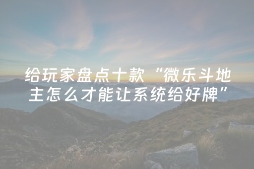 给玩家盘点十款“微乐斗地主怎么才能让系统给好牌”（小程序控牌器)