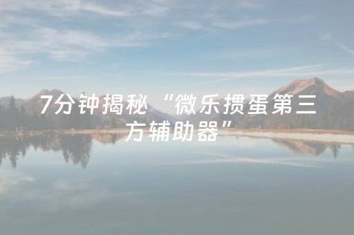 7分钟揭秘“微乐掼蛋第三方辅助器”（辅助挂发牌规律)