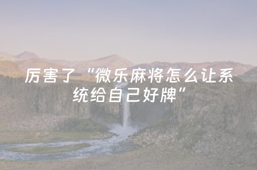 必看教程“微信打麻将怎么设置赢（专用辅牌神器免安装）