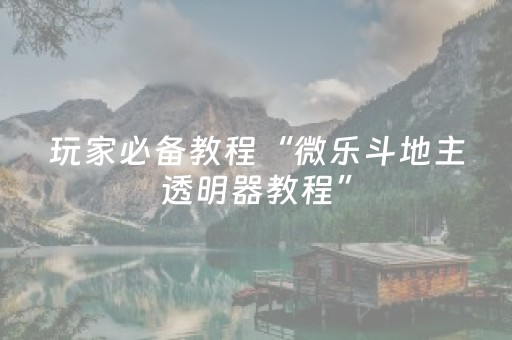 教程辅助“微信麻将小程序赢的技巧（助赢神器通用版）