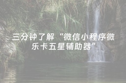 三分钟了解“微信小程序微乐卡五星辅助器”（做弊器软件下载)