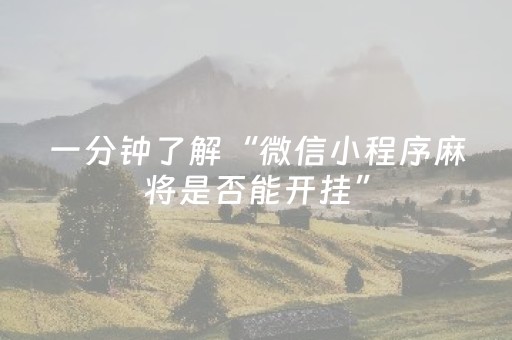 一分钟了解“微信小程序麻将是否能开挂”（助攻神器)