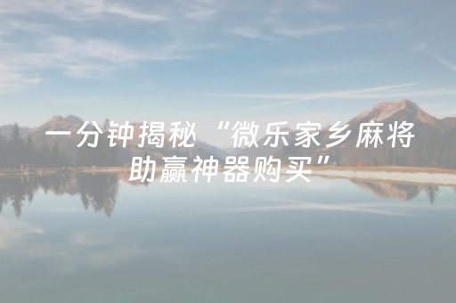 一分钟揭秘“微乐家乡麻将助赢神器购买”（开挂神器下载)