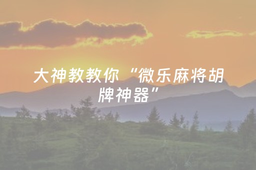 大神教教你“微乐麻将胡牌神器”（神器通用版)