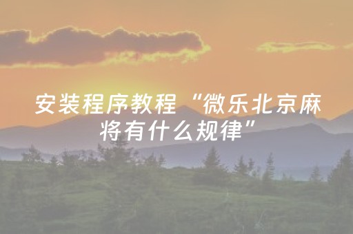 安装程序教程“微乐北京麻将有什么规律”（输赢规律)