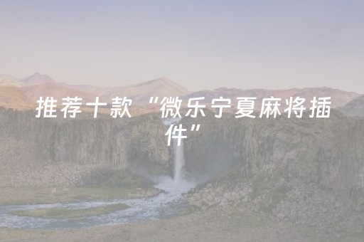 推荐十款“微乐宁夏麻将插件”（辅助器下载)