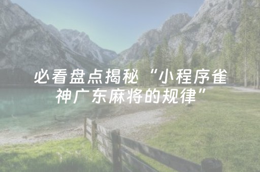 必看盘点揭秘“小程序雀神广东麻将的规律”（开挂辅助器脚本)