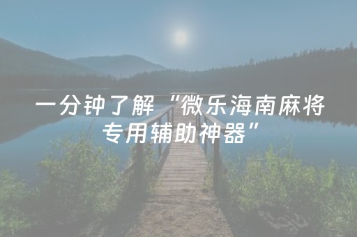 一分钟了解“微乐海南麻将专用辅助神器”（透明器教程)
