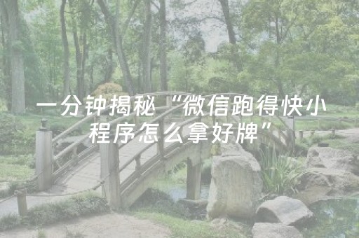 一分钟揭秘“微信跑得快小程序怎么拿好牌”（骗局大揭秘)