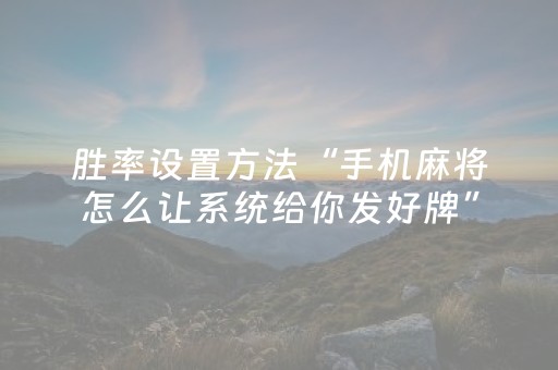 玩家必看攻略“微友麻将软挂神器（助赢神器通用版）