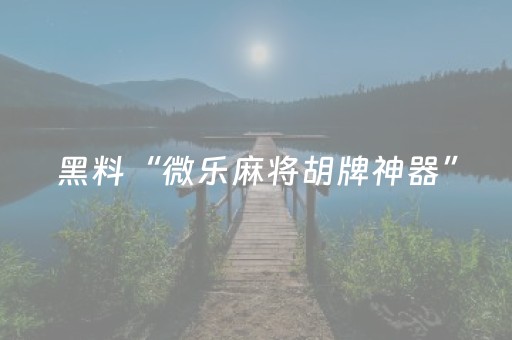 黑料“微乐麻将胡牌神器”（专用神器)