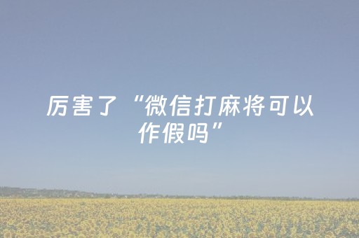厉害了“微信打麻将可以作假吗”（提高胜率软件)