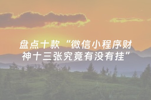 盘点十款“微信小程序财神十三张究竟有没有挂”（自建房怎么拿好牌)