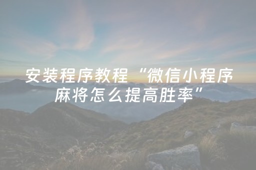 安装程序教程“微信小程序麻将怎么提高胜率”（小程序辅助软件)