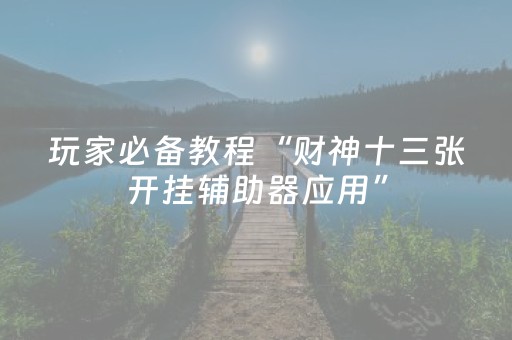 玩家必备教程“财神十三张开挂辅助器应用”（攻略插件)