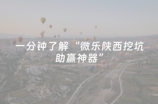 一分钟了解“微乐陕西挖坑助赢神器”（究竟是不是有挂)