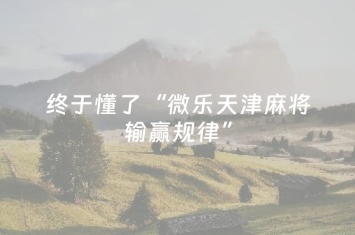 终于懂了“微乐天津麻将输赢规律”（神器最新免费)