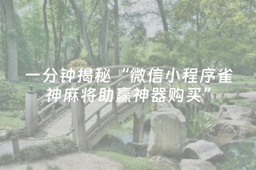 一分钟揭秘“微信小程序雀神麻将助赢神器购买”（做弊器软件下载)