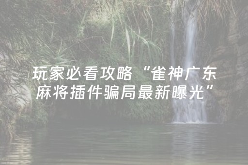 玩家必看攻略“雀神广东麻将插件骗局最新曝光”（必赢神器免费安装)