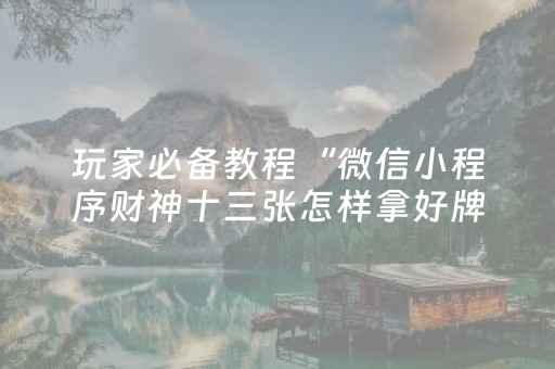 玩家必备教程“微信小程序财神十三张怎样拿好牌”（专用神器下载)