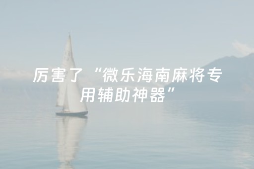 厉害了“微乐海南麻将专用辅助神器”（万能开挂器)