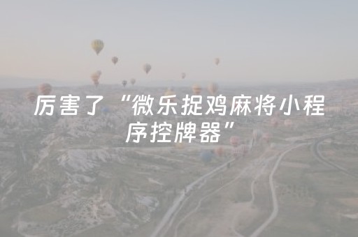 厉害了“微乐捉鸡麻将小程序控牌器”（开挂神器下载)