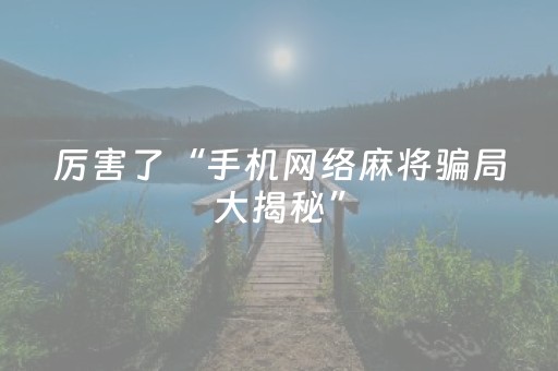 厉害了“手机网络麻将骗局大揭秘”（辅助器通用版)