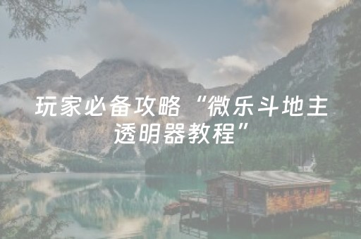 一分钟了解“微乐跑得快怎么调胜率”（免费专用神器)