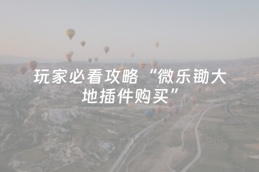 玩家必看攻略“微乐锄大地插件购买”（必赢神器辅助器)