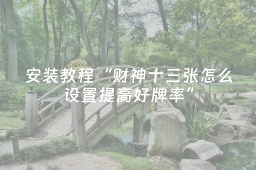 安装教程“财神十三张怎么设置提高好牌率”（胜率到哪调)