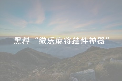 黑料“微乐麻将挂件神器”（开挂辅助插件)