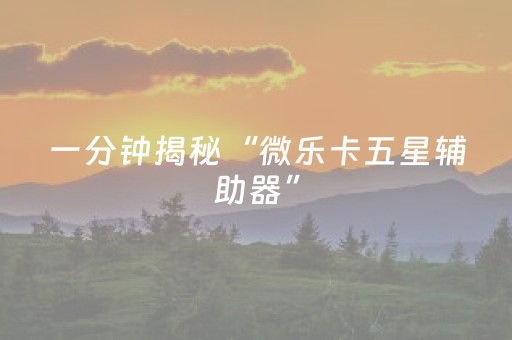 一分钟揭秘“微乐卡五星辅助器”（开挂辅助插件)