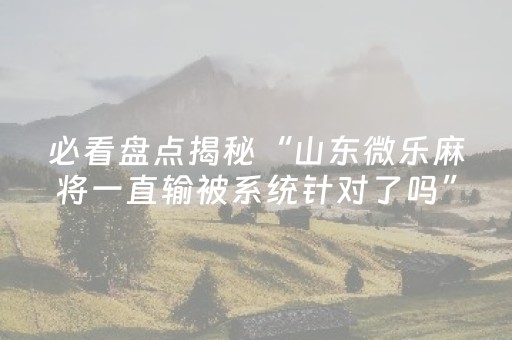 安装教程“微乐家乡麻将助赢神器购买”（输赢规律)