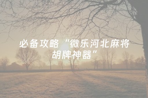 安装教程“微乐三代小程序必赢神器”（辅助挂发牌规律)