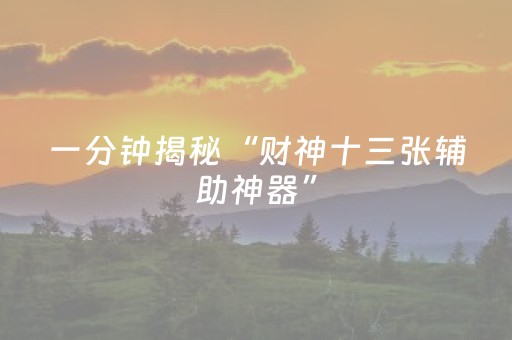 一分钟揭秘“财神十三张辅助神器”（助赢神器购买)